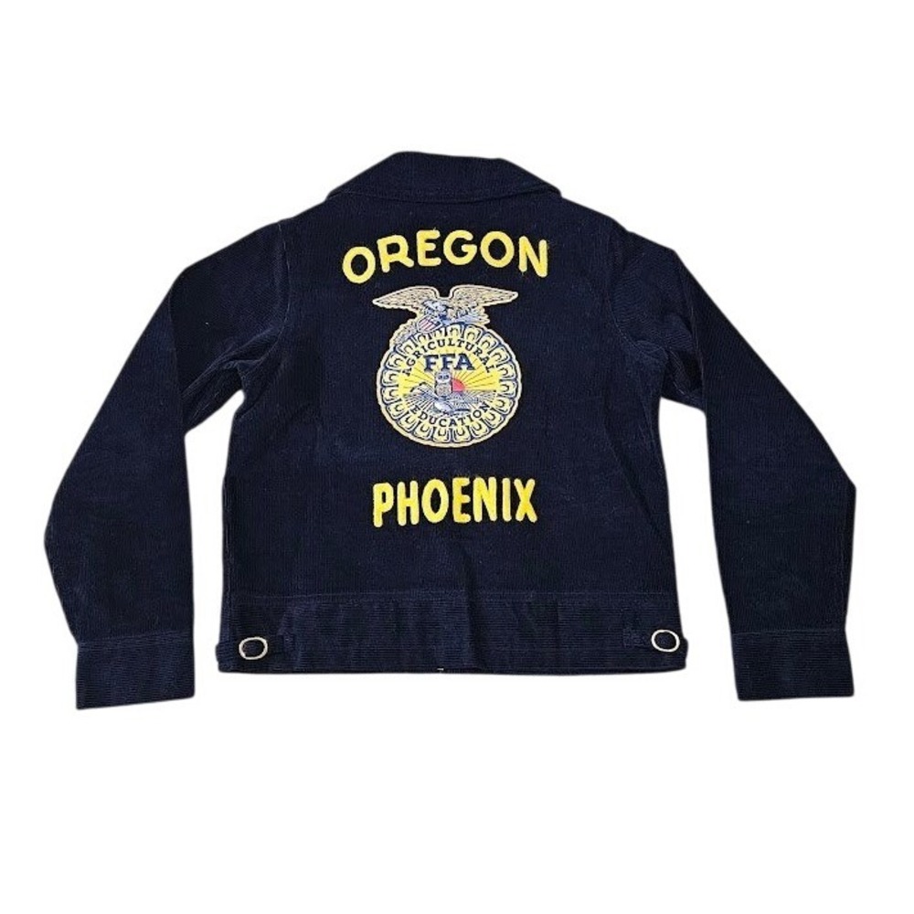 FFA Corduroy Blue Farmers Agricultural Jacket Oregon Phoenix Size 32 Vintage